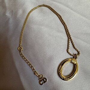 Christian Dior Vintage Gold-Tone Oval Logo Pendant Necklace
